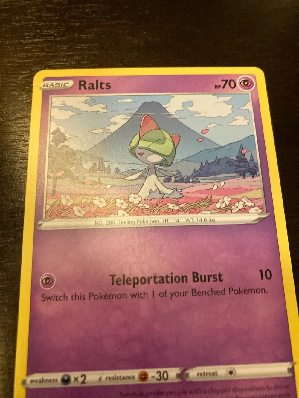 Pokemon Ralts Trading Card - Purple and Yellow Border